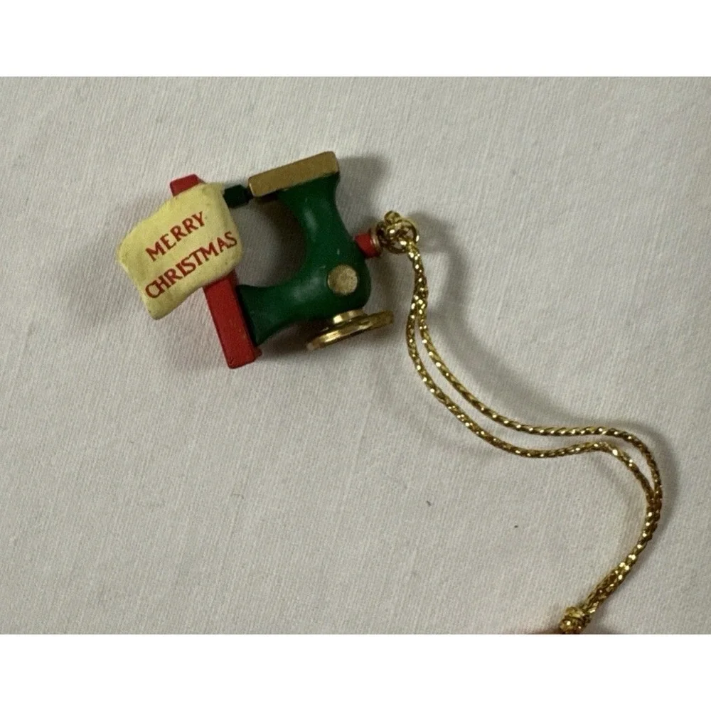 Small Merry Christmas Tree Ornament or Charm Sewing Machine - 1